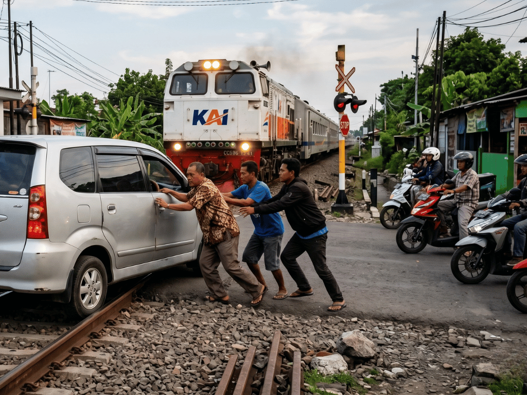 Penyebab mobil mogok di rel kereta